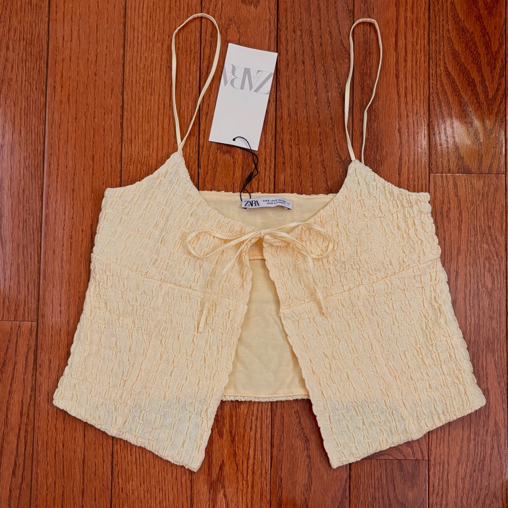 NWT Pastel Yellow Tie-Front Zara Cami